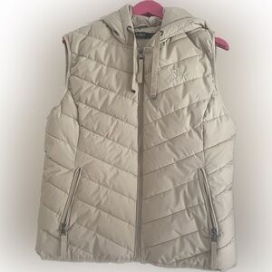 Lauren Ralph Lauren Light Tan hooded Quilted Vest - Sz. LG - non smoking home